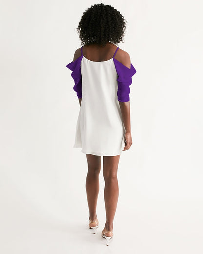 Purple BY MARVIN JEANS Women's Open Shoulder A-Line Dress
