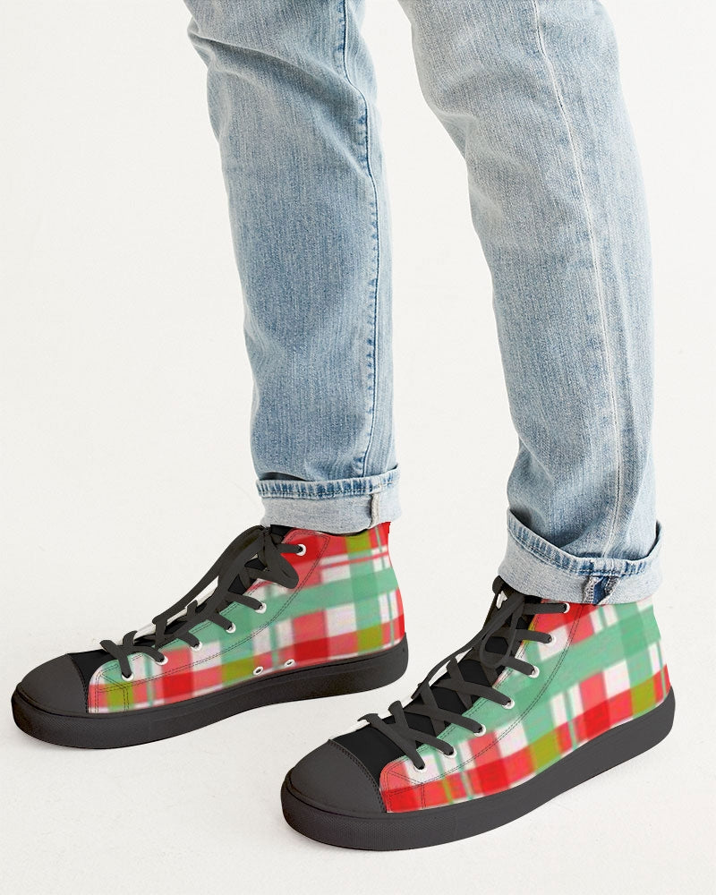 Color grid  Men's Hightop Canvas Shoe - Black