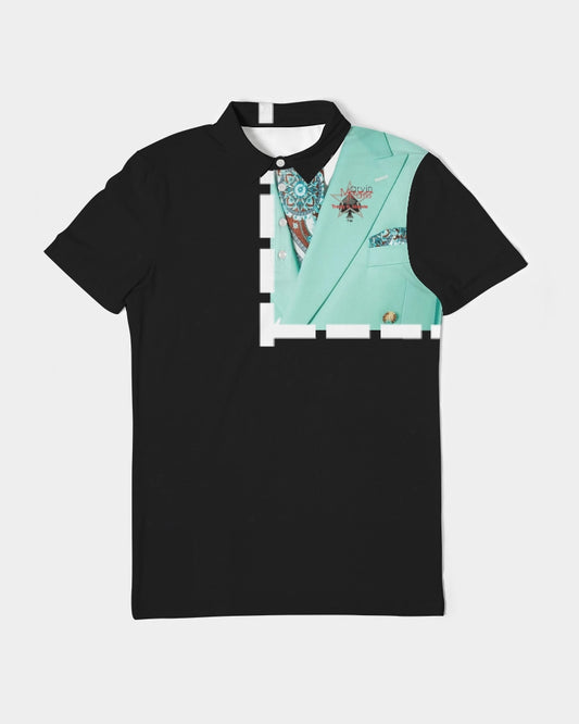 Black suits by Marvin Jeans and Trinity D Marvin Men's Slim Fit Short Sleeve Polo