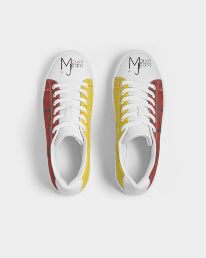 Brick city Yellow red by Marvin Jeans and Trinity D Marvin Men's Faux-Leather Sneaker