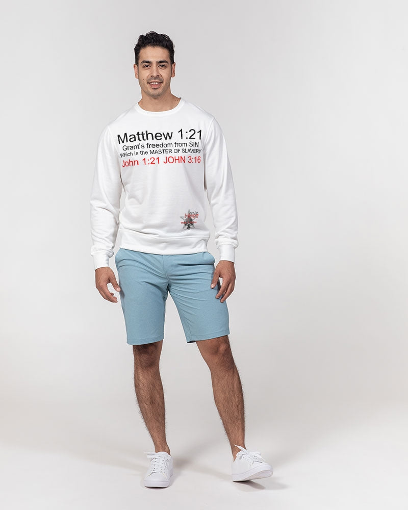 Gospel message freedom from sin BY MARVIN JEANS Men's Classic French Terry Crewneck Pullover