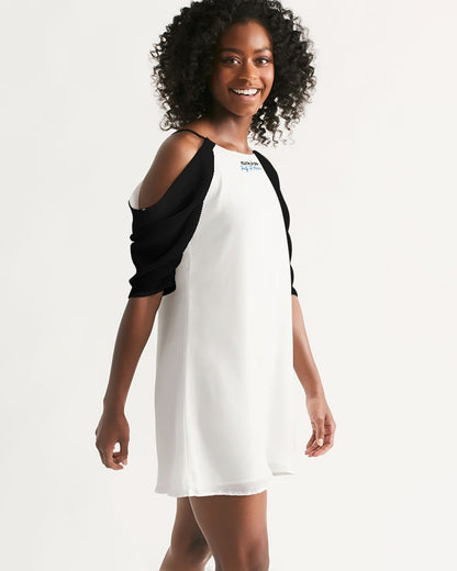 Black BY MARVIN JEANS Women's Open Shoulder A-Line Dress
