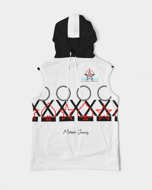 Black and white Trinity D. Marvin Men's Premium Heavyweight Sleeveless Hoodie