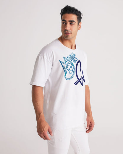 Two logo's  all white by Marvin Jeans and Trinity D Marvin Men's Premium Heavyweight Tee