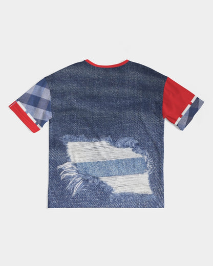 Denim red blue stripes by Marvin Jeans and Trinity D Marvin Men's Premium Heavyweight Tee