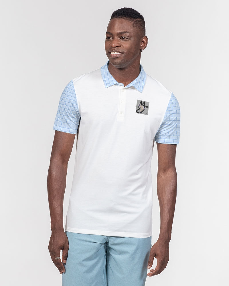 Baby blue brick Men's Slim Fit Short Sleeve Polo
