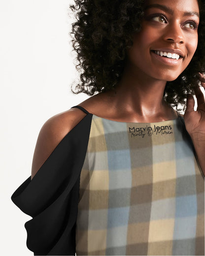 @plaids Women's Open Shoulder A-Line Dress