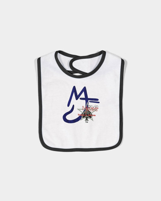 Two logo's by Marvin Jeans and Trinity D Marvin Infant Contrast Trim Premium Jersey Bib | Rabbit Skins