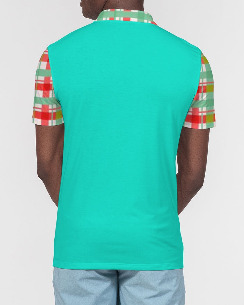 Color grid dark mint by Marvin Jeans and Trinity D Marvin Men's Slim Fit Short Sleeve Polo