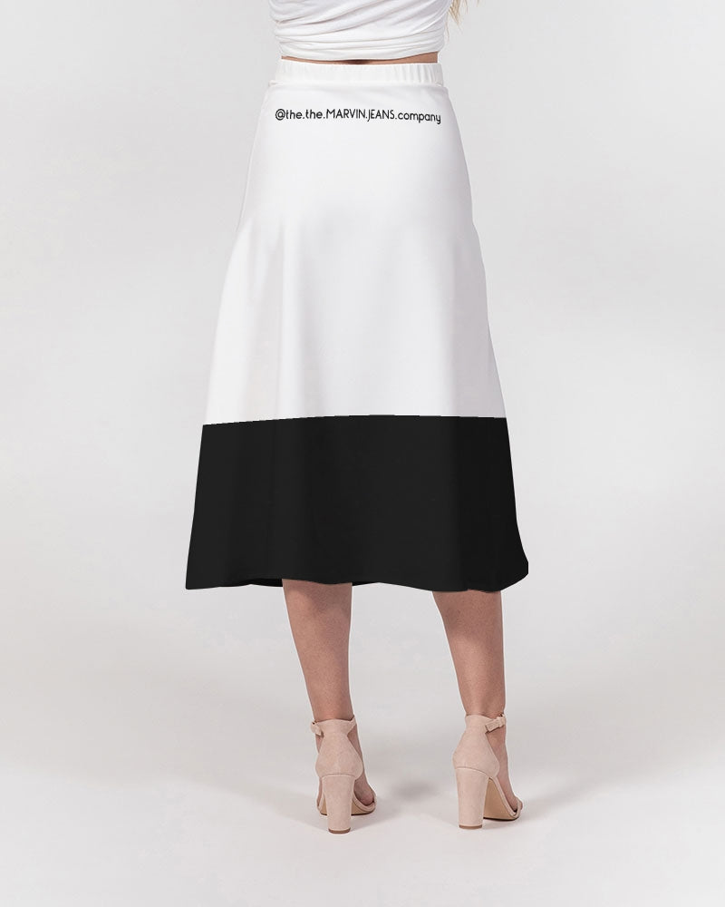 Black and white BY MARVIN JEANS Women's A-Line Midi Skirt