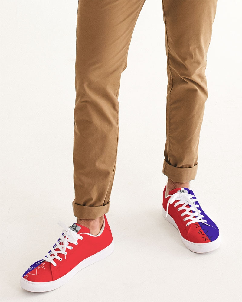 Red half blue BY MARVIN JEANS Men's Faux-Leather Sneaker