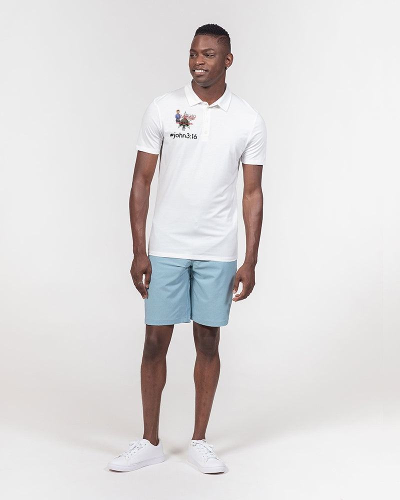 #John 3:16 by Marvin Jeans and Trinity D Marvin Men's Slim Fit Short Sleeve Polo