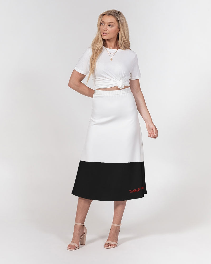 Black and white BY MARVIN JEANS Women's A-Line Midi Skirt
