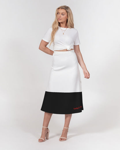 Black and white BY MARVIN JEANS Women's A-Line Midi Skirt