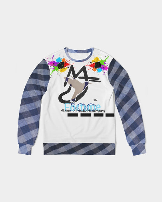 Double splash blue stripes by Marvin Jeans and Trinity D Marvin Men's Classic French Terry Crewneck Pullover