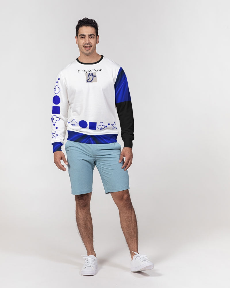 Dark blue BY MARVIN JEANS Men's Classic French Terry Crewneck Pullover
