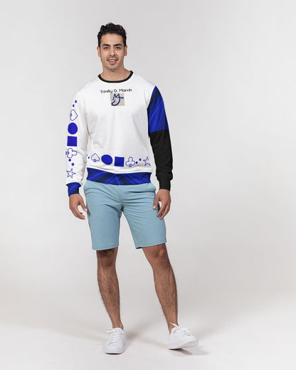 Dark blue BY MARVIN JEANS Men's Classic French Terry Crewneck Pullover