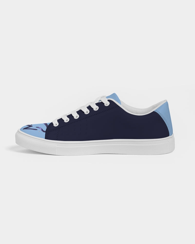 Navy blue baby blue Men's Faux-Leather Sneaker
