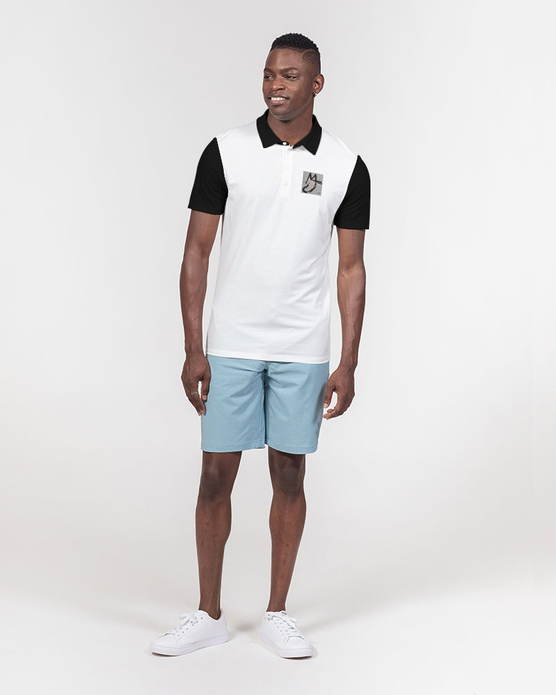Black and white BY MARVIN JEANS Men's Slim Fit Short Sleeve Polo