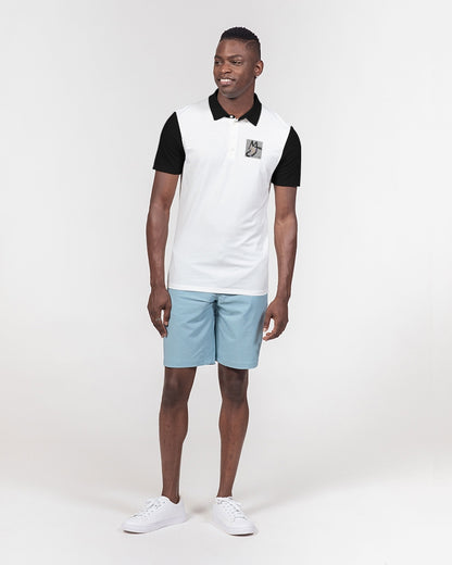 Black and white BY MARVIN JEANS Men's Slim Fit Short Sleeve Polo