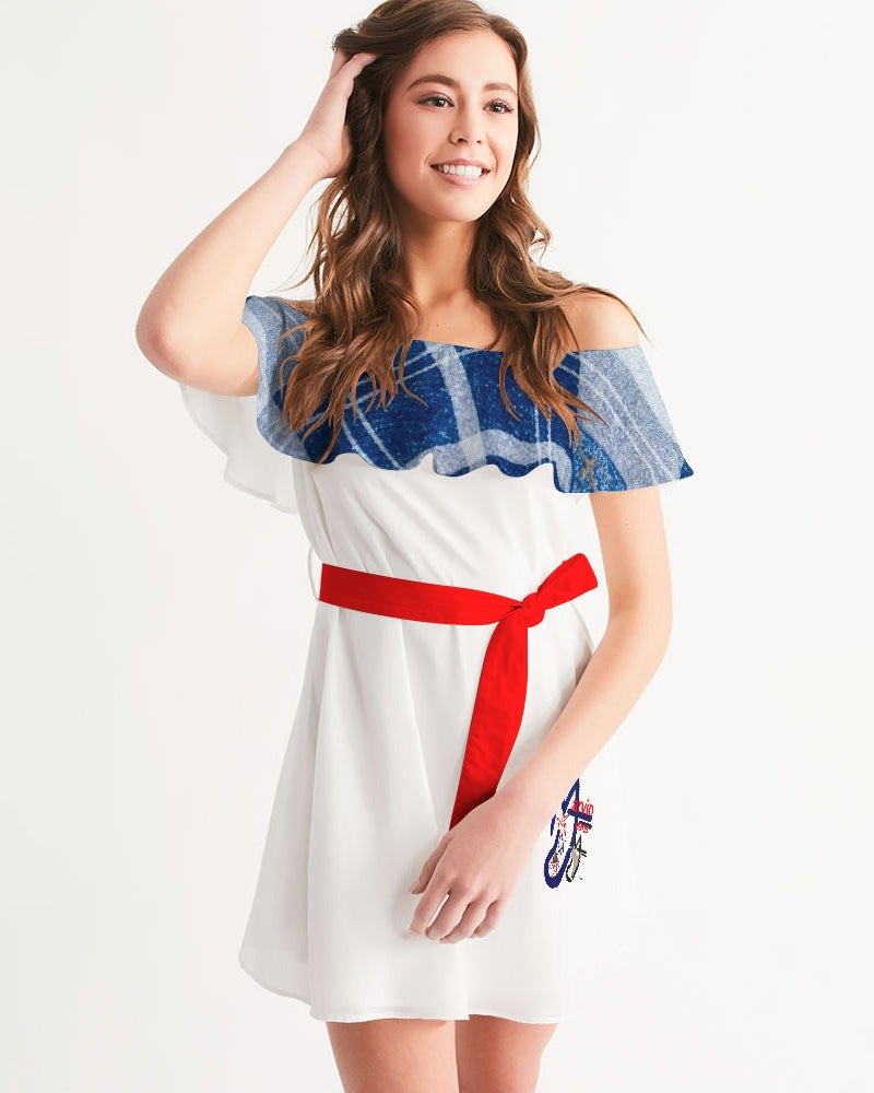 Denim Red by Marvin Jeans and Trinity D Marvin Women's Off-Shoulder Dress