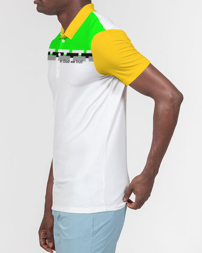 Lemon Lime Green Bay  BY MARVIN JEANS Men's Slim Fit Short Sleeve Polo