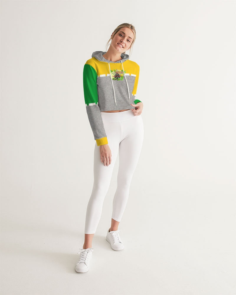 Lemon Lime Green Bay cool grey by Marvin Jeans and Trinity D Marvin Women's Cropped Hoodie