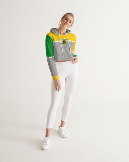 Lemon Lime Green Bay cool grey by Marvin Jeans and Trinity D Marvin Women's Cropped Hoodie