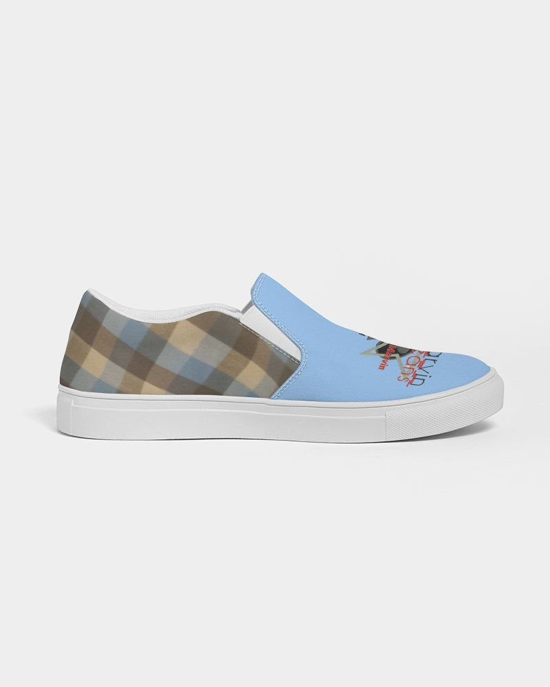 @plaids baby blue Men's Slip-On Canvas Shoe