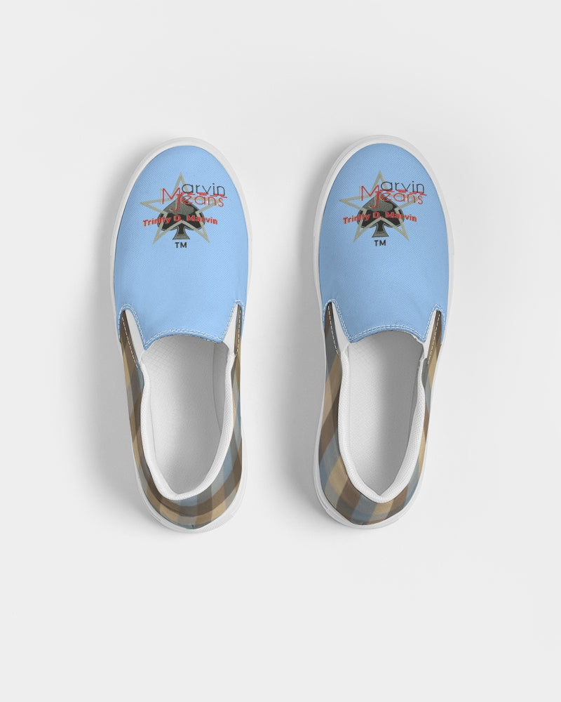 @plaids baby blue Men's Slip-On Canvas Shoe