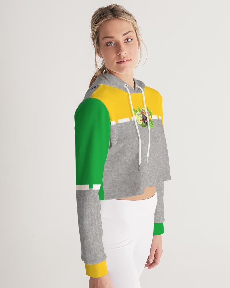 Lemon Lime Green Bay cool grey by Marvin Jeans and Trinity D Marvin Women's Cropped Hoodie