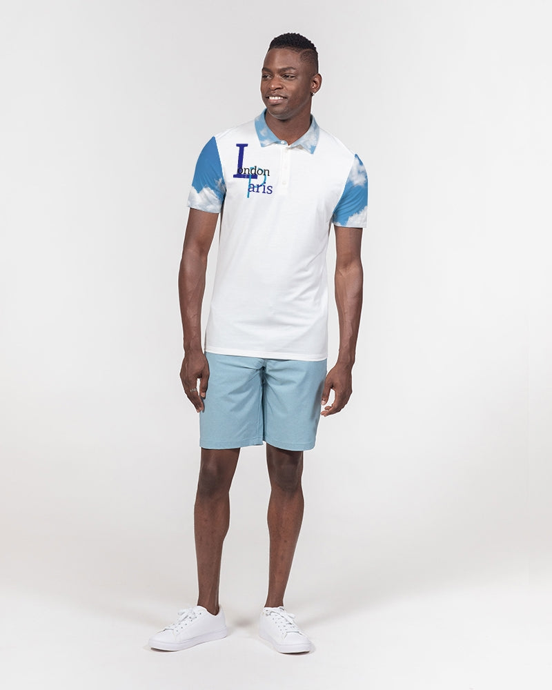 London Paris skydive BY MARVIN JEANS Men's Slim Fit Short Sleeve Polo