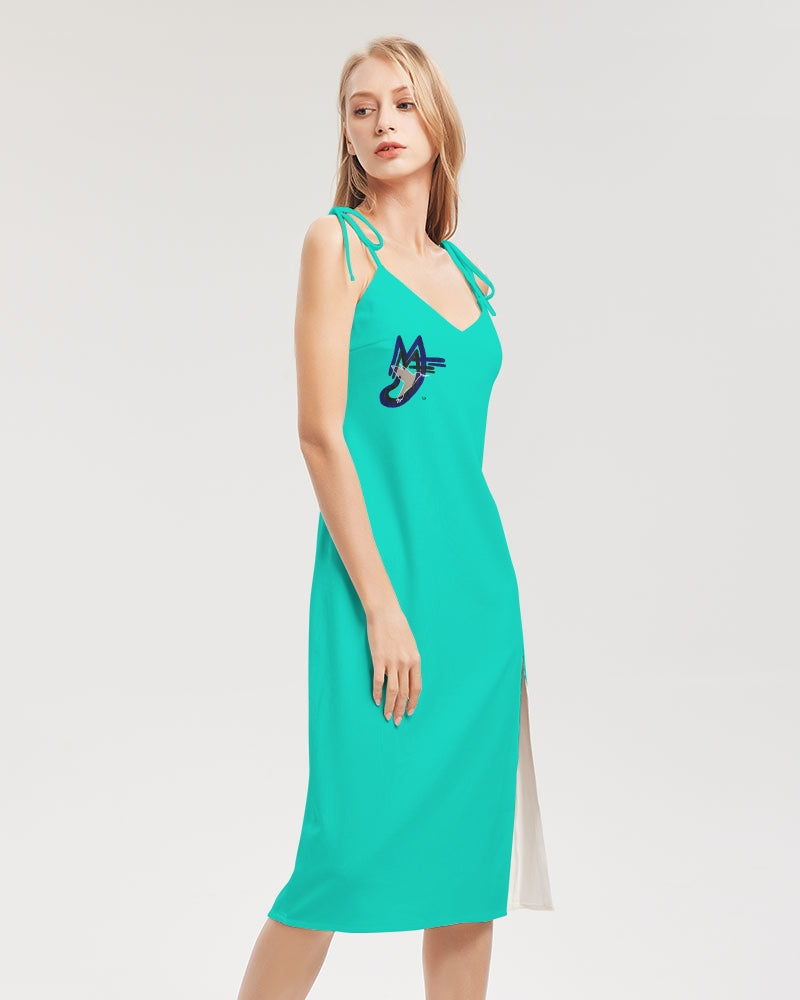 Dark mint Women's Tie Strap Split Dress