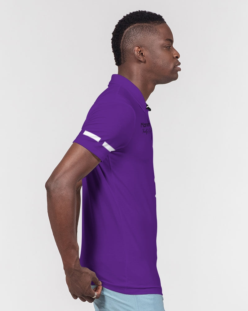 Purple Half black BY MARVIN JEANS Men's Slim Fit Short Sleeve Polo