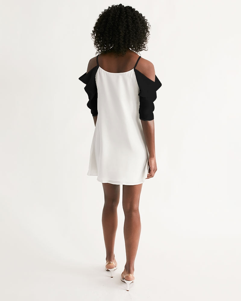 Black BY MARVIN JEANS Women's Open Shoulder A-Line Dress