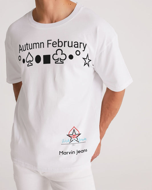 Autumn February all white by Marvin Jeans and Trinity D Marvin Men's Premium Heavyweight Tee