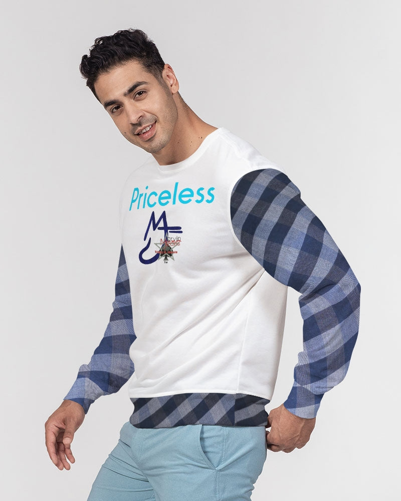 Blue stripes by Marvin Jeans and Trinity D Marvin Men's Classic French Terry Crewneck Pullover