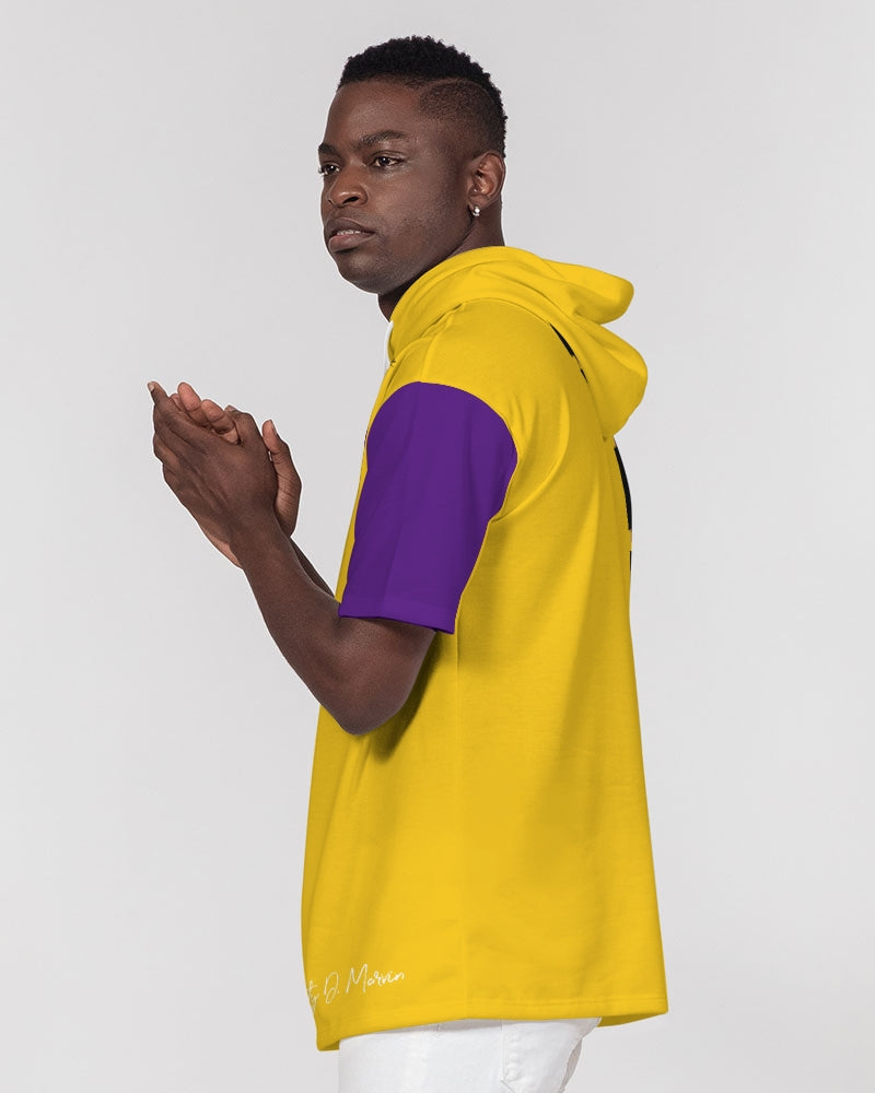 Purple half yellow BY MARVIN JEANS Men's Premium Heavyweight Short Sleeve Hoodie