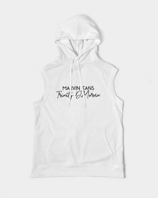 All white BY MARVIN JEANS Men's Premium Heavyweight Sleeveless Hoodie