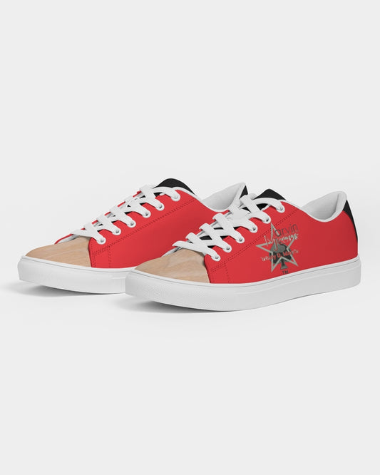 Woodgrain Red & black Men's Faux-Leather Sneaker