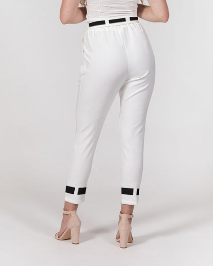 All white Marvin Jeans Women's Belted Tapered Pants
