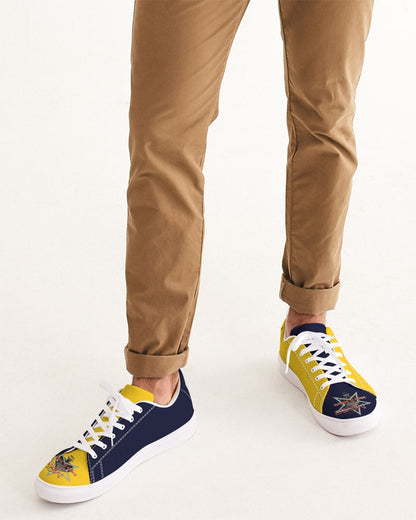 Yellow blue  Men's Faux-Leather Sneaker