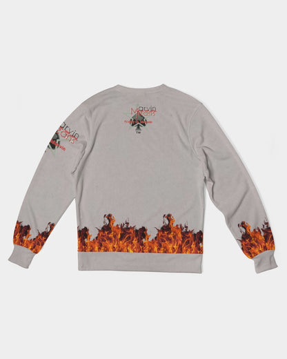 Light grey fire by Marvin Jeans and Trinity D Marvin Men's Classic French Terry Crewneck Pullover