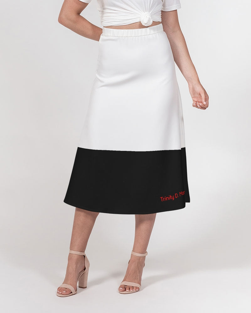 Black and white BY MARVIN JEANS Women's A-Line Midi Skirt