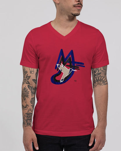 MJ logo by Marvin Jeans and Trinity D Marvin Unisex Jersey V-Neck Tee | Bella + Canvas
