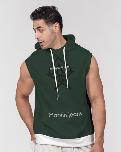 Dark green Men's Premium Heavyweight Sleeveless Hoodie