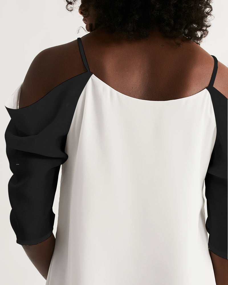 Black BY MARVIN JEANS Women's Open Shoulder A-Line Dress