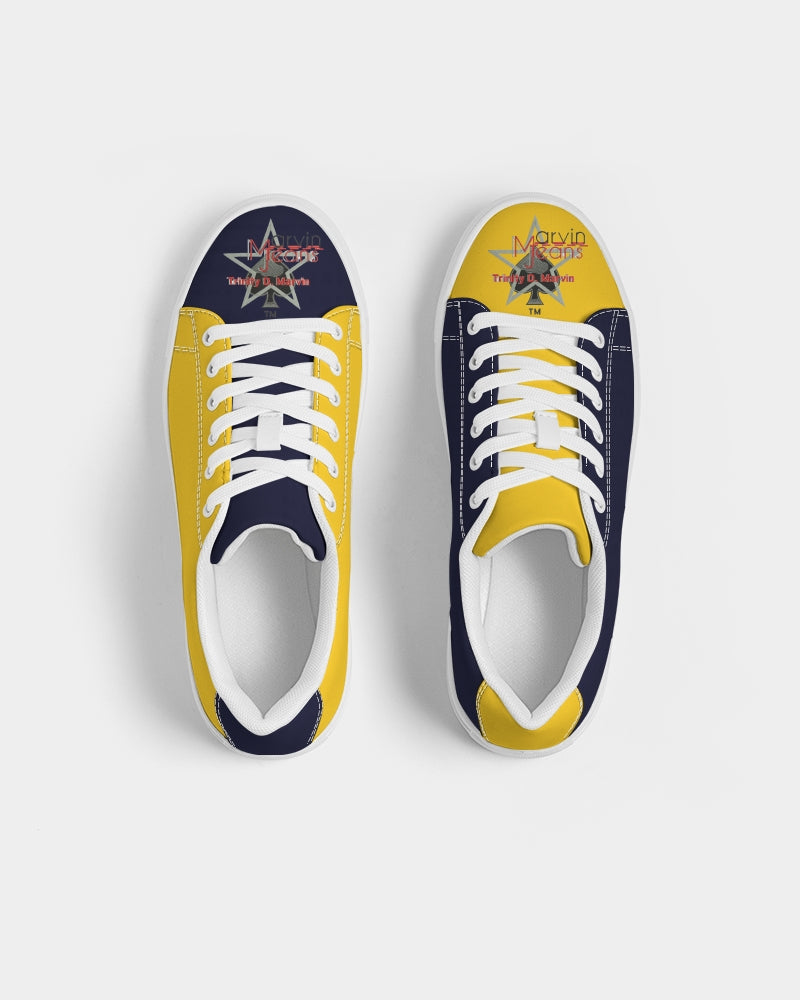 Yellow blue  Men's Faux-Leather Sneaker