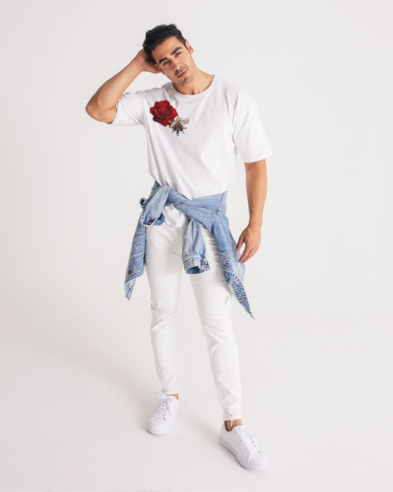 Red rose all white by Marvin Jeans and Trinity D Marvin Men's Premium Heavyweight Tee