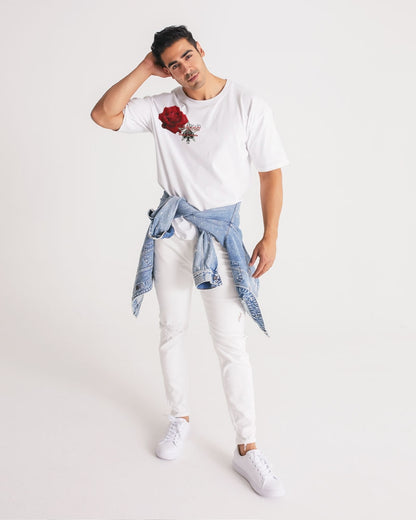 Red rose all white by Marvin Jeans and Trinity D Marvin Men's Premium Heavyweight Tee